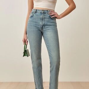REFORMATION Liza Ultra High Rise Straight Jeans in Malta - Size 24